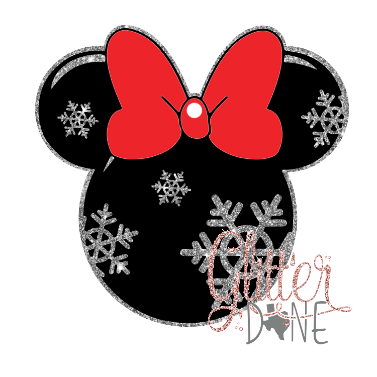Snowflake Bow Mouse Head  Ornament