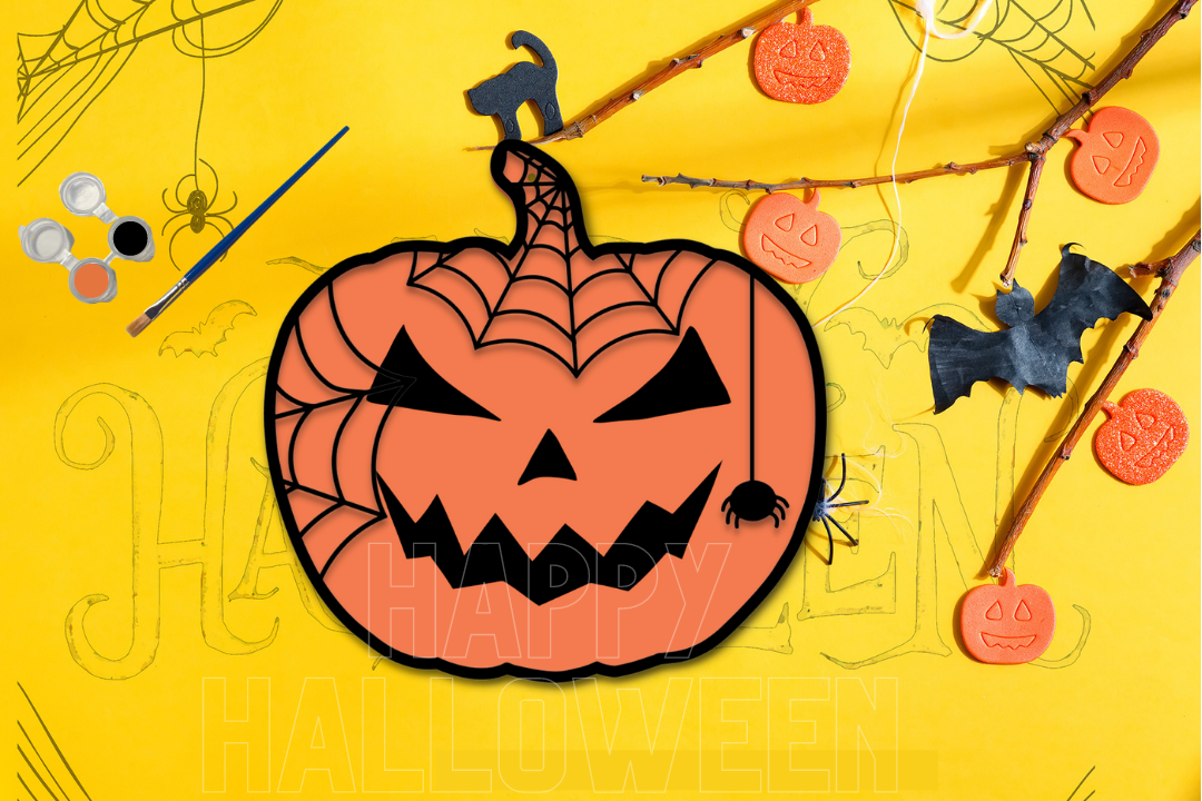 Pumpkin Spider Web DIY Door Hanger