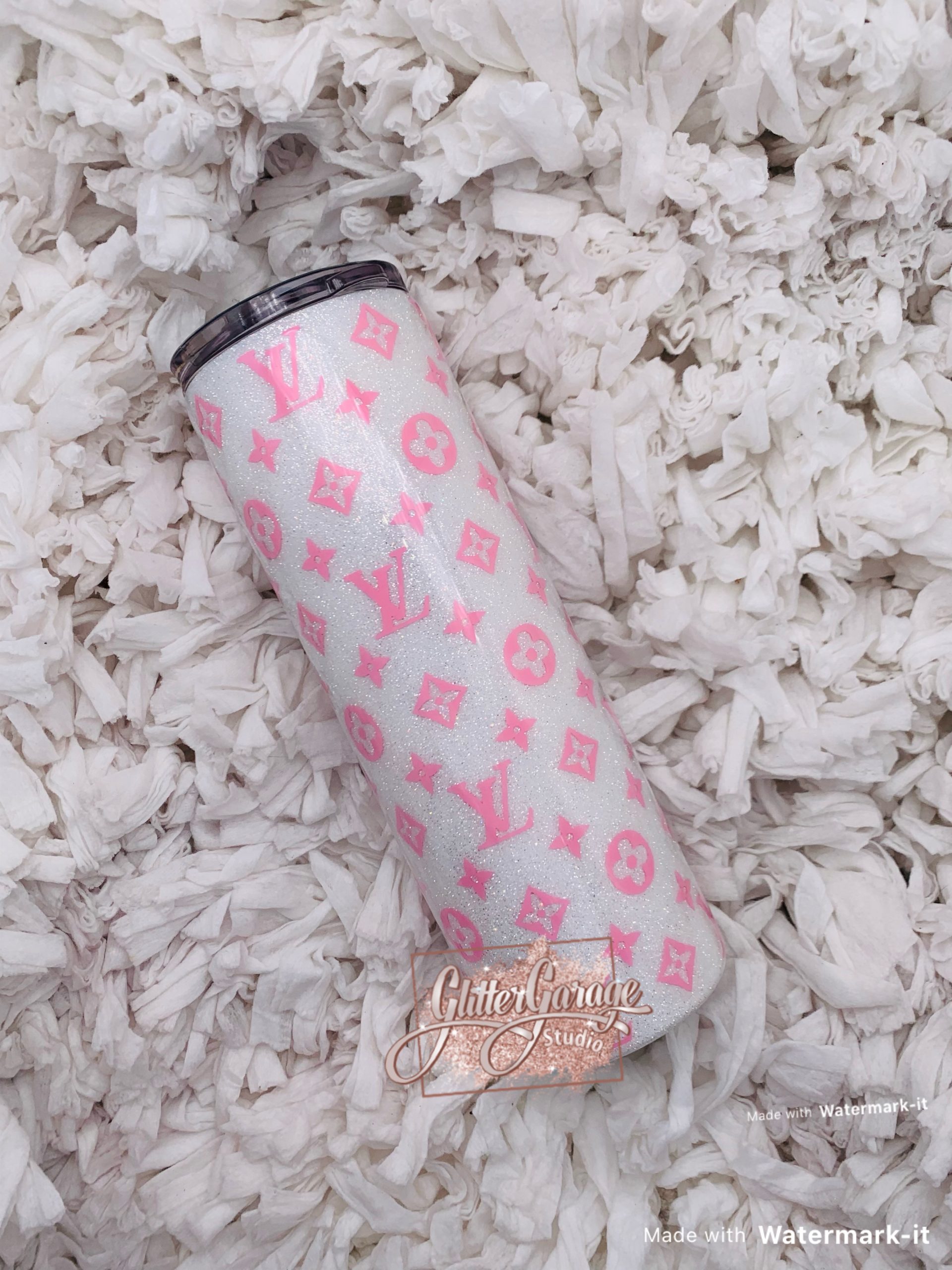 LV Pink and Grey PNG Tumbler Wrap – Glitter N Glitz Designs